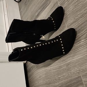 Madeline Black Booties with Gold Accents